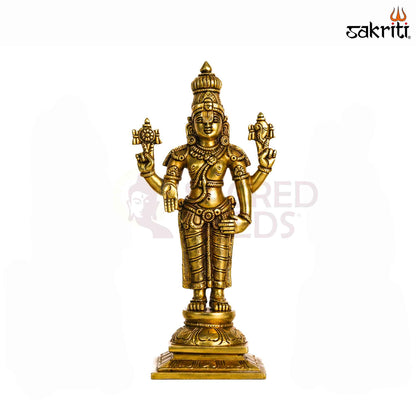 Sacred Needs Brass Tirupati Balaji Idol Set – 9.5 Inch (24.1 cm) Height | Lord Venkateswara Statue Set for Pooja Room & Temple