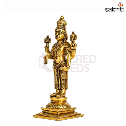 Sacred Needs Brass Tirupati Balaji Idol Set – 9.5 Inch (24.1 cm) Height | Lord Venkateswara Statue Set for Pooja Room & Temple