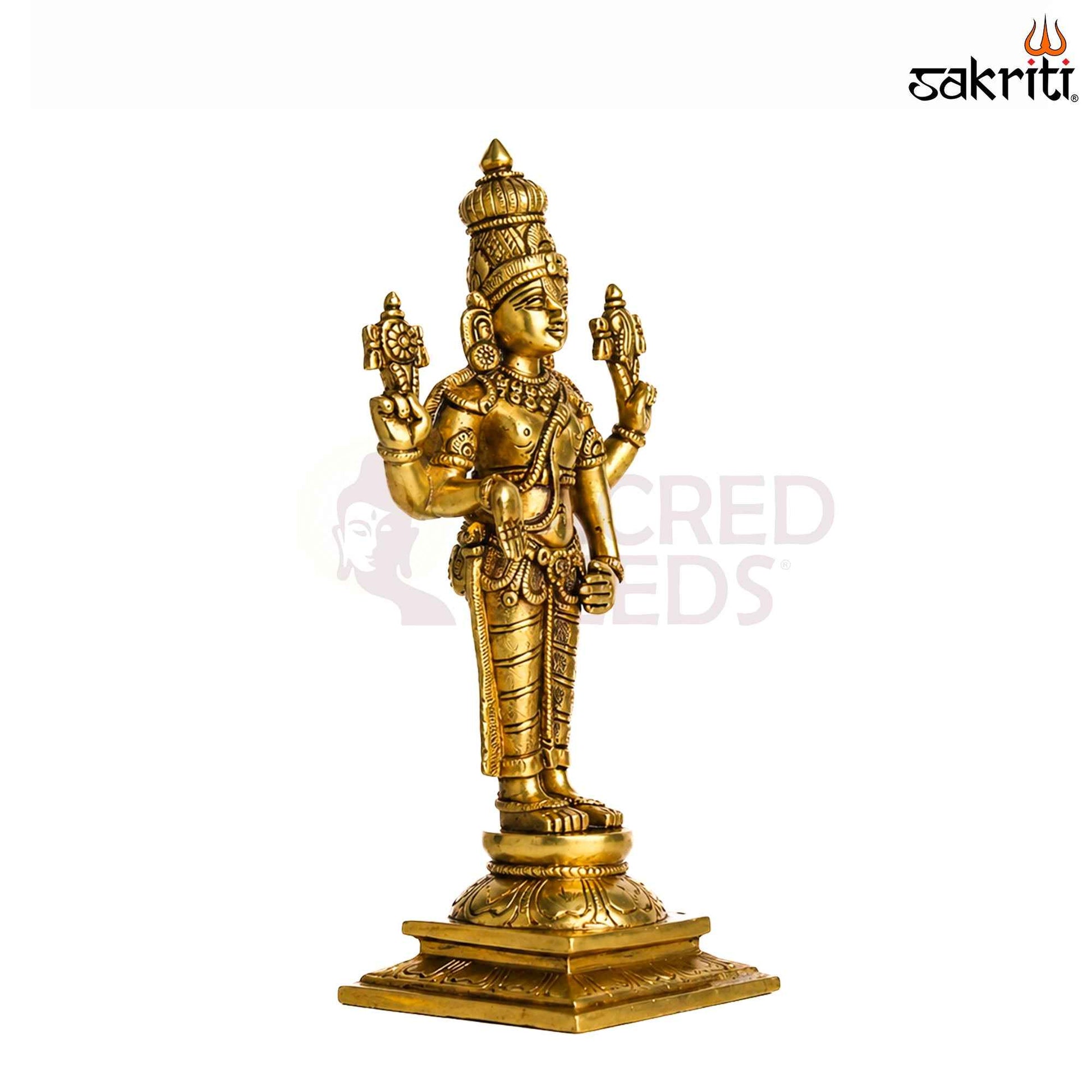 Sacred Needs Brass Tirupati Balaji Idol Set – 9.5 Inch (24.1 cm) Height | Lord Venkateswara Statue Set for Pooja Room & Temple