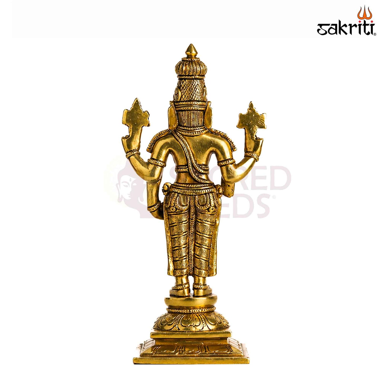 Sacred Needs Brass Tirupati Balaji Idol Set – 9.5 Inch (24.1 cm) Height | Lord Venkateswara Statue Set for Pooja Room & Temple