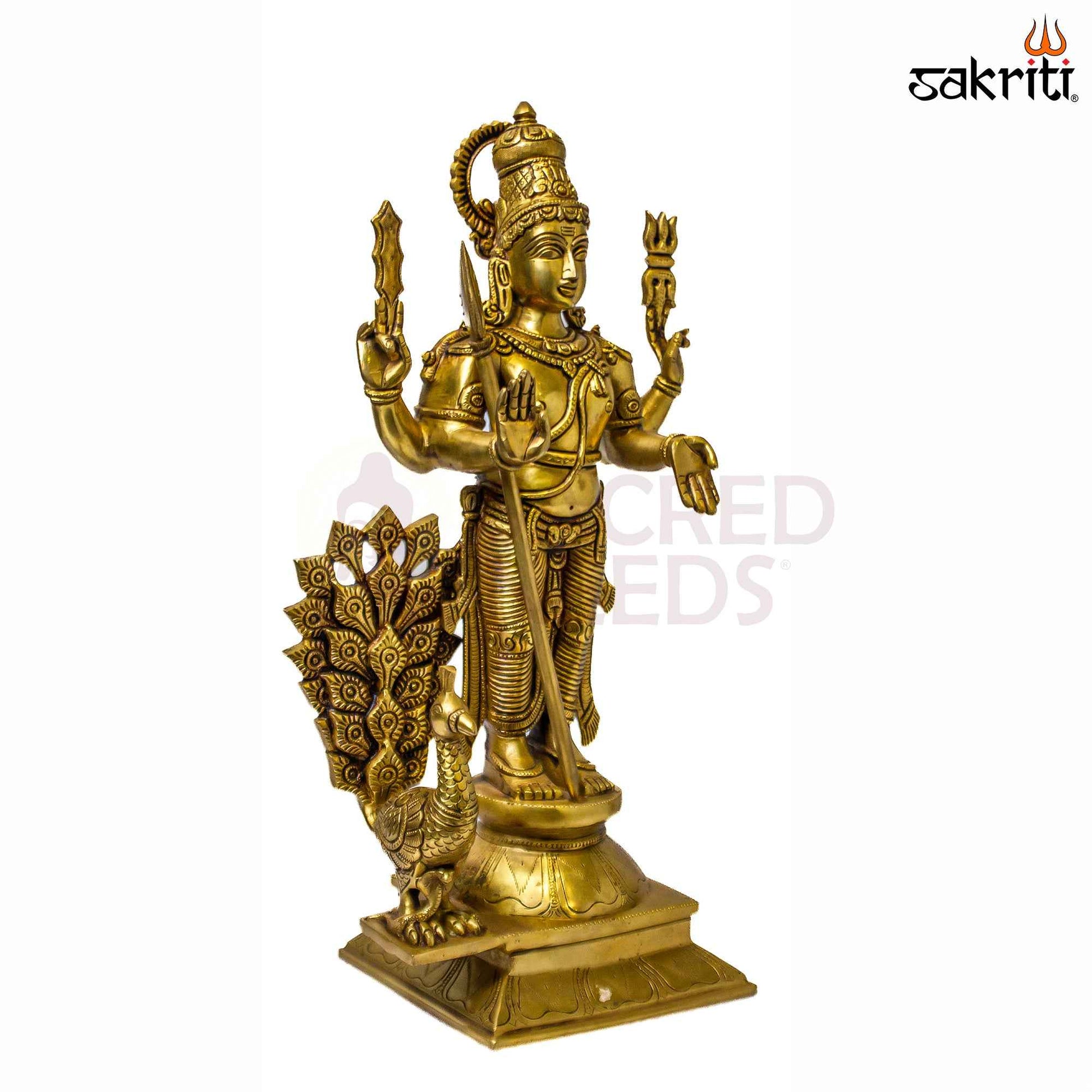 Sacred Needs Brass Murugan Idol – 18.5 Inch (47 cm) Height | Lord Murugan Statue for Temple, Pooja Room & Spiritual Décor