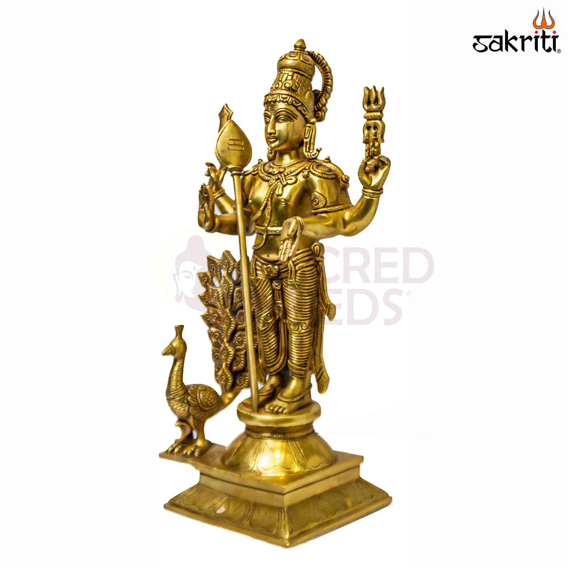 Sacred Needs Brass Murugan Idol – 18.5 Inch (47 cm) Height | Lord Murugan Statue for Temple, Pooja Room & Spiritual Décor