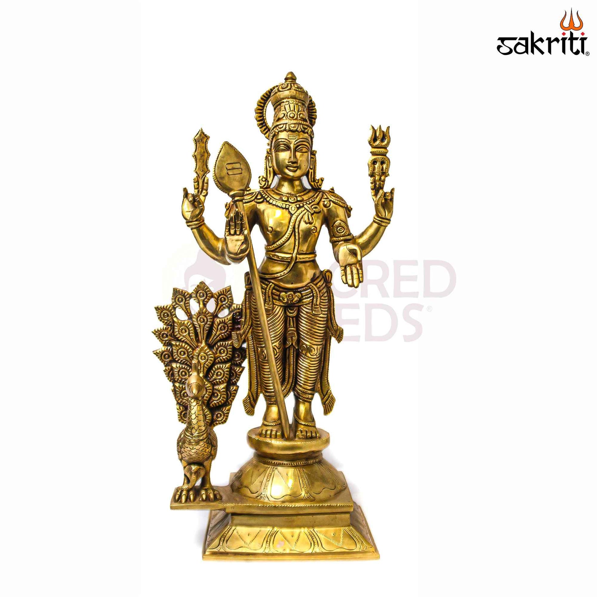Sacred Needs Brass Murugan Idol – 18.5 Inch (47 cm) Height | Lord Murugan Statue for Temple, Pooja Room & Spiritual Décor