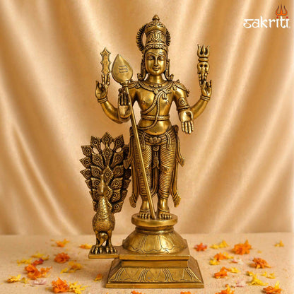 Sacred Needs Brass Murugan Idol – 18.5 Inch (47 cm) Height | Lord Murugan Statue for Temple, Pooja Room & Spiritual Décor