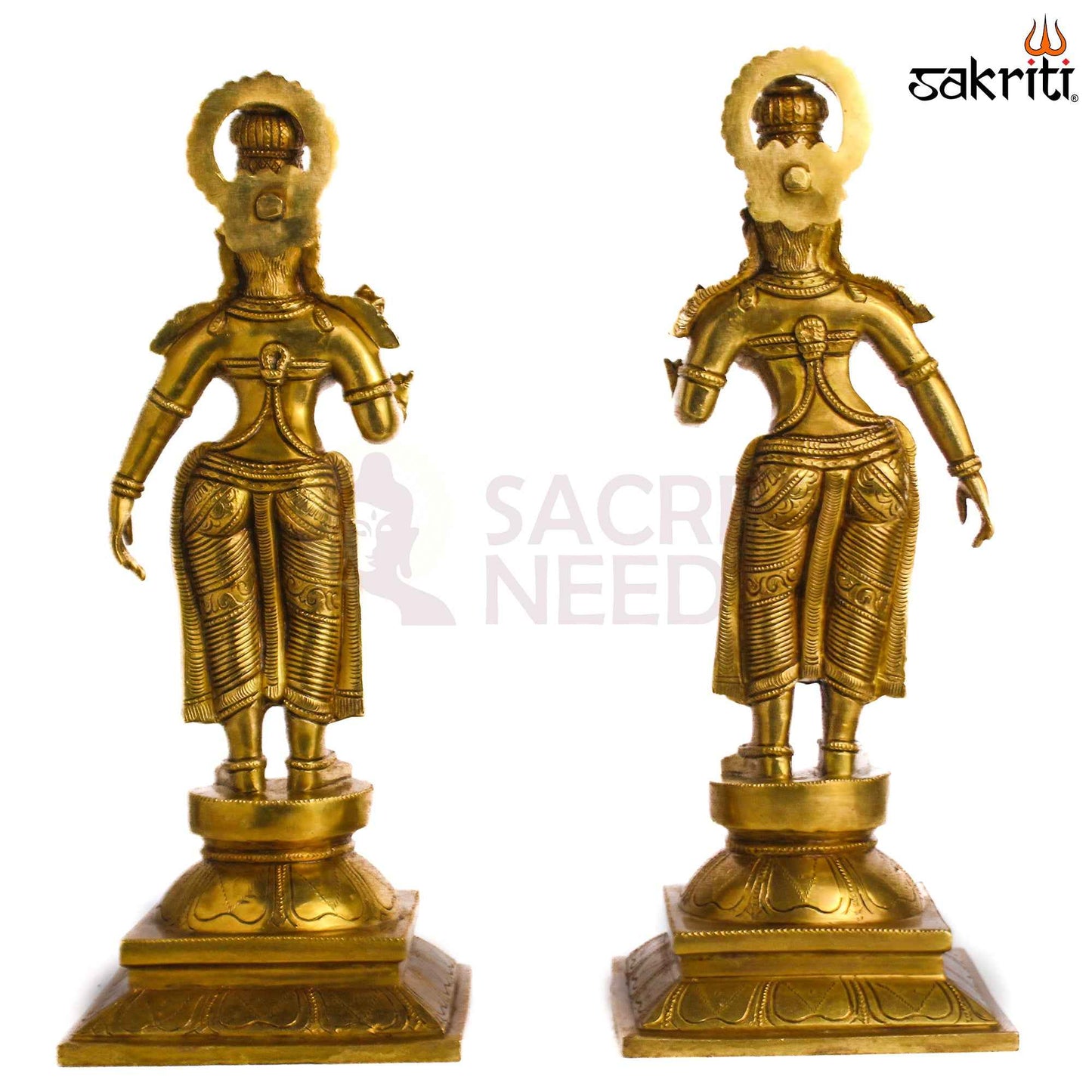 Sacred Needs Brass Murugan Valli Devanai Set – 18.5 Inch (47 cm) Height | Lord Murugan Family Idol Set for Pooja & Temple