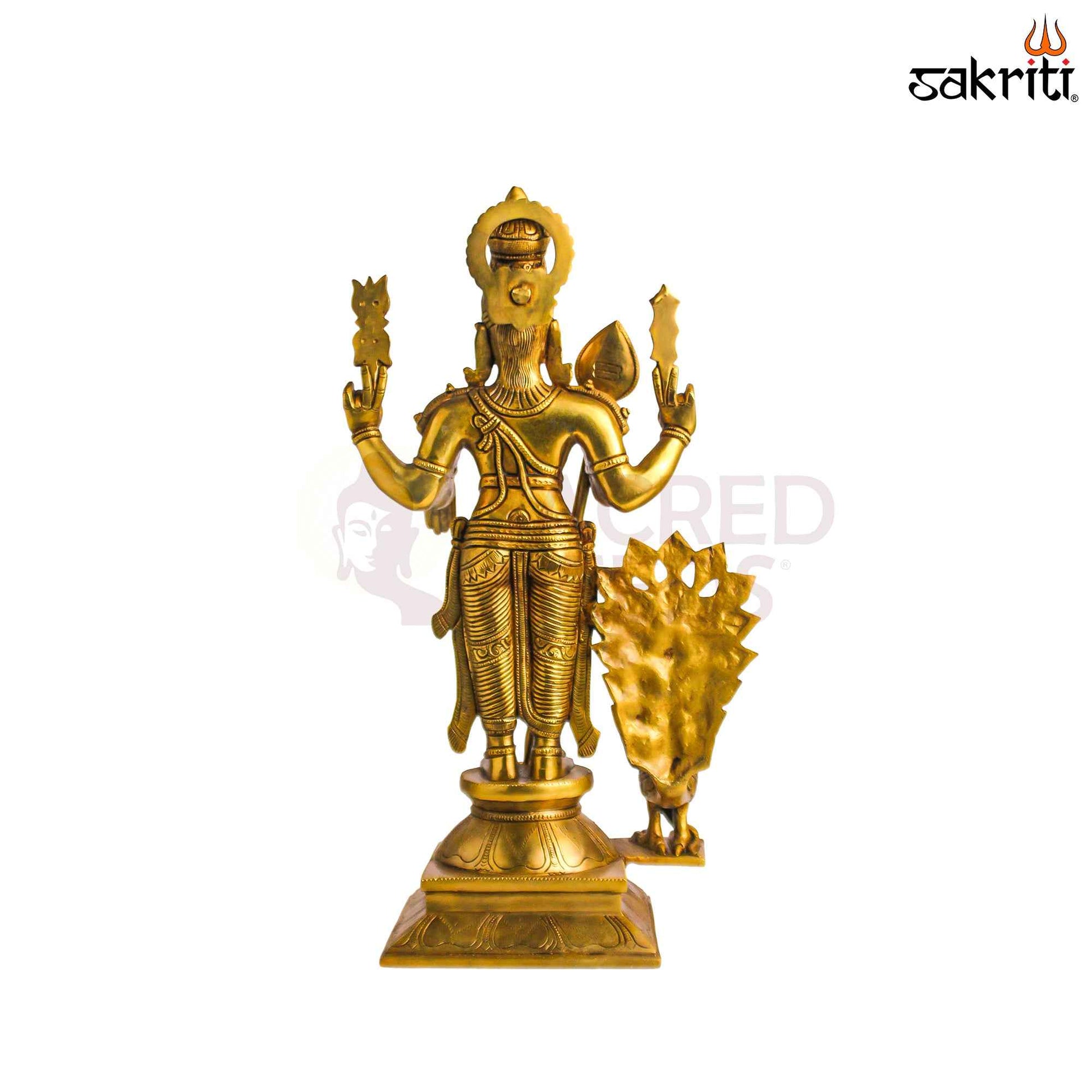 Sacred Needs Brass Murugan Valli Devanai Set – 18.5 Inch (47 cm) Height | Lord Murugan Family Idol Set for Pooja & Temple