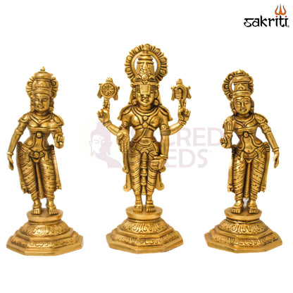 Sacred Needs Brass Tirupati Balaji Idol Set – 10.5 Inch (26.7 cm) Height | Lord Venkateswara Statue for Pooja Room & Home Temple