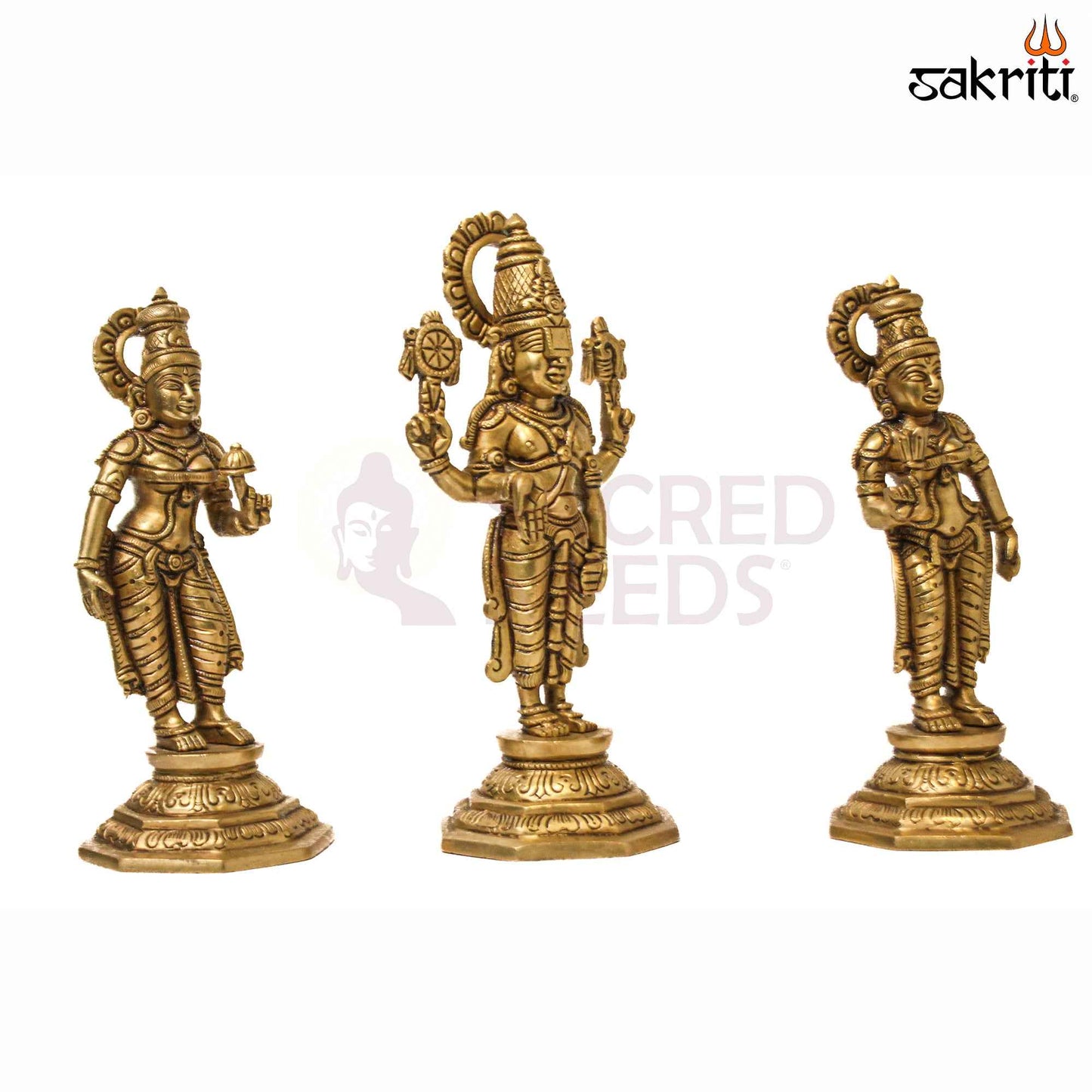 Sacred Needs Brass Tirupati Balaji Idol Set – 10.5 Inch (26.7 cm) Height | Lord Venkateswara Statue for Pooja Room & Home Temple
