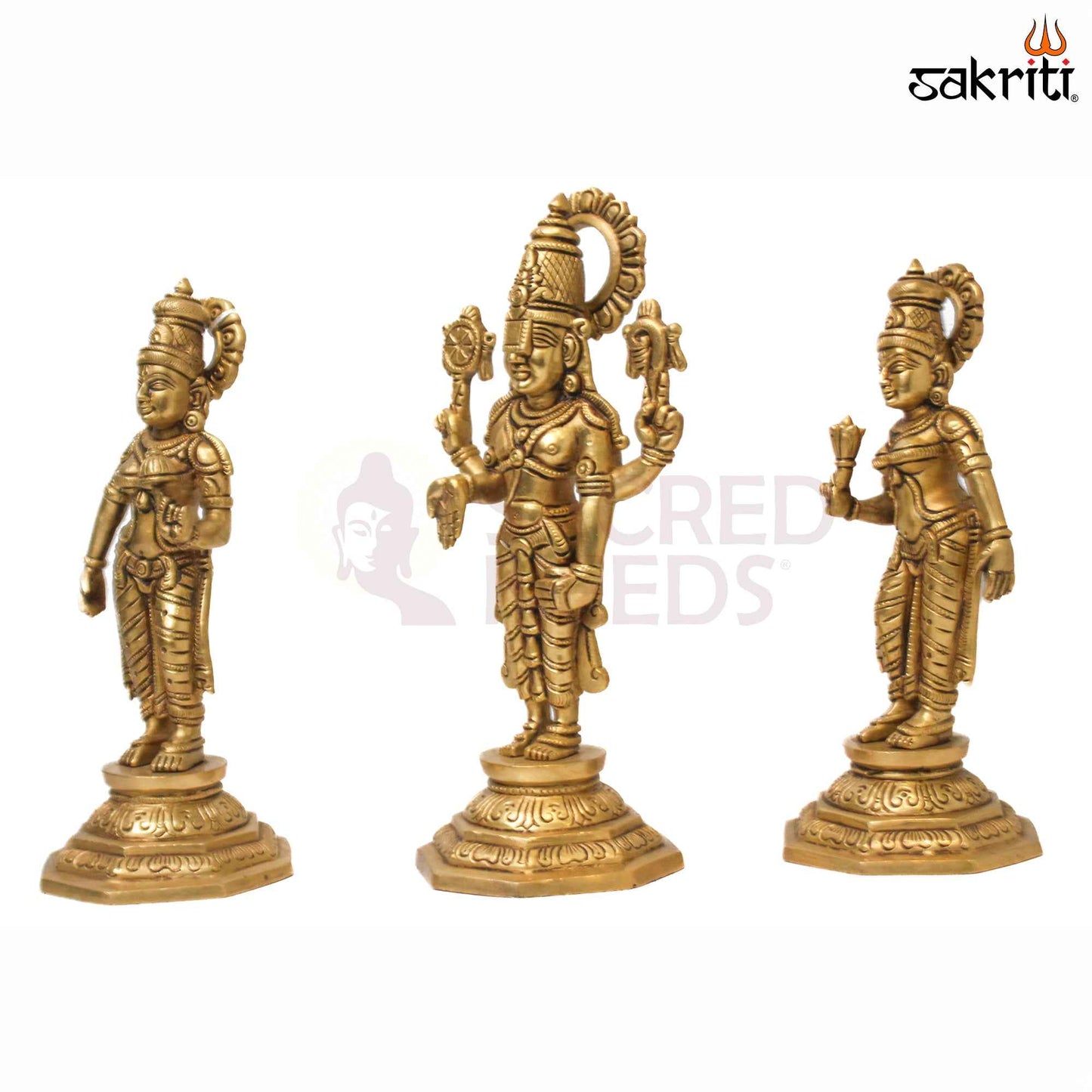 Sacred Needs Brass Tirupati Balaji Idol Set – 10.5 Inch (26.7 cm) Height | Lord Venkateswara Statue for Pooja Room & Home Temple