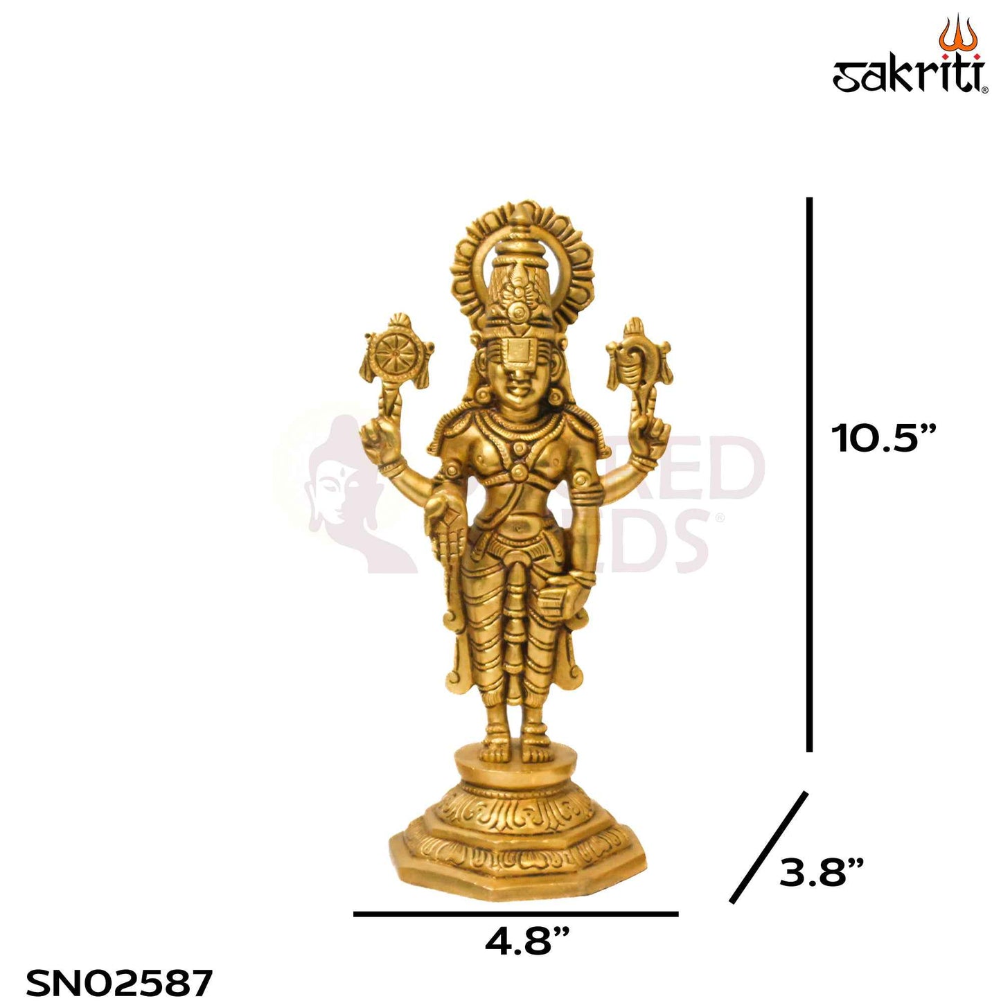 Sacred Needs Brass Tirupati Balaji Idol Set – 10.5 Inch (26.7 cm) Height | Lord Venkateswara Statue for Pooja Room & Home Temple