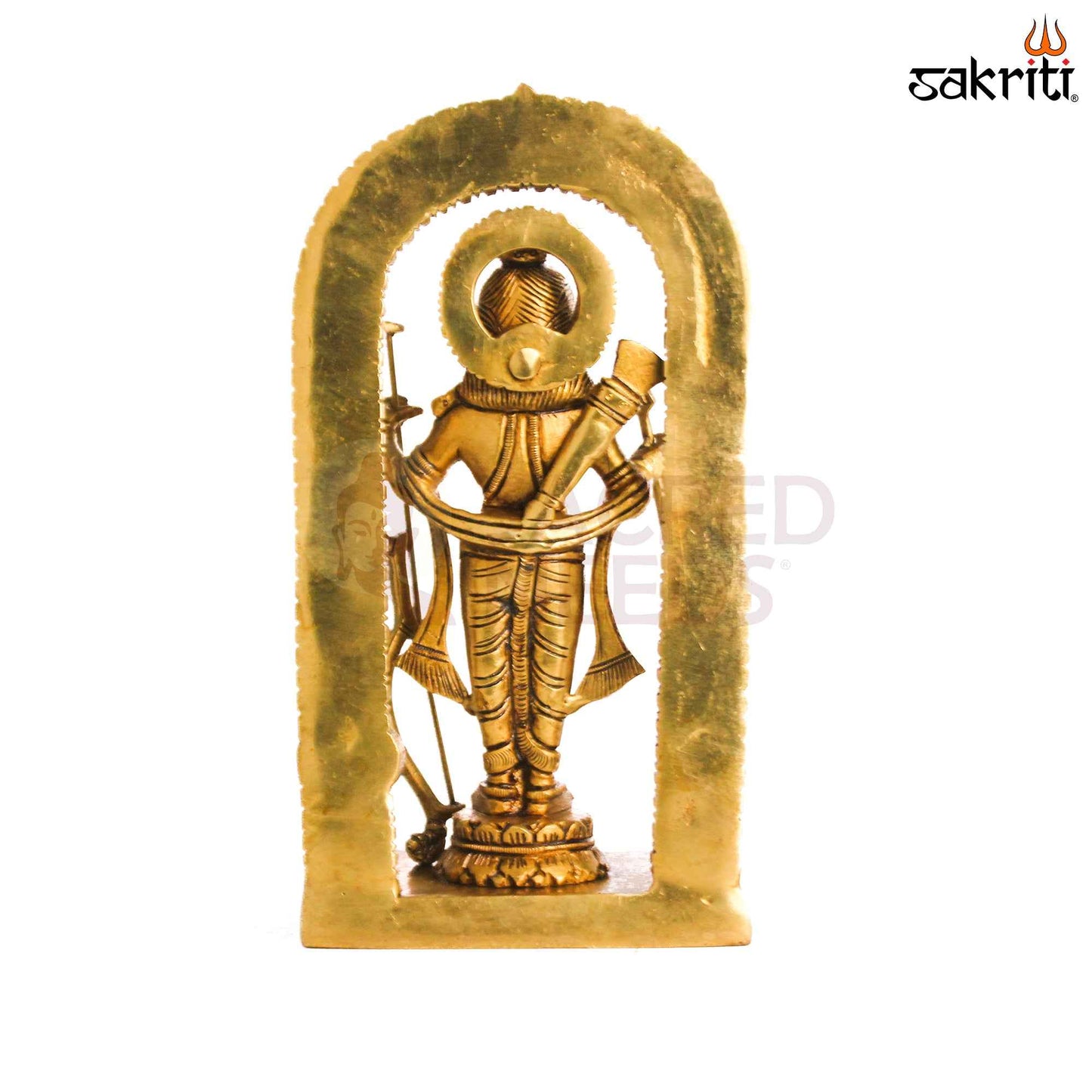 Sacred Needs Brass Ram with Arch Idol – 10 Inch (25.4 cm) Height | Lord Rama Statue for Pooja Room, Temple & Spiritual Home Décor
