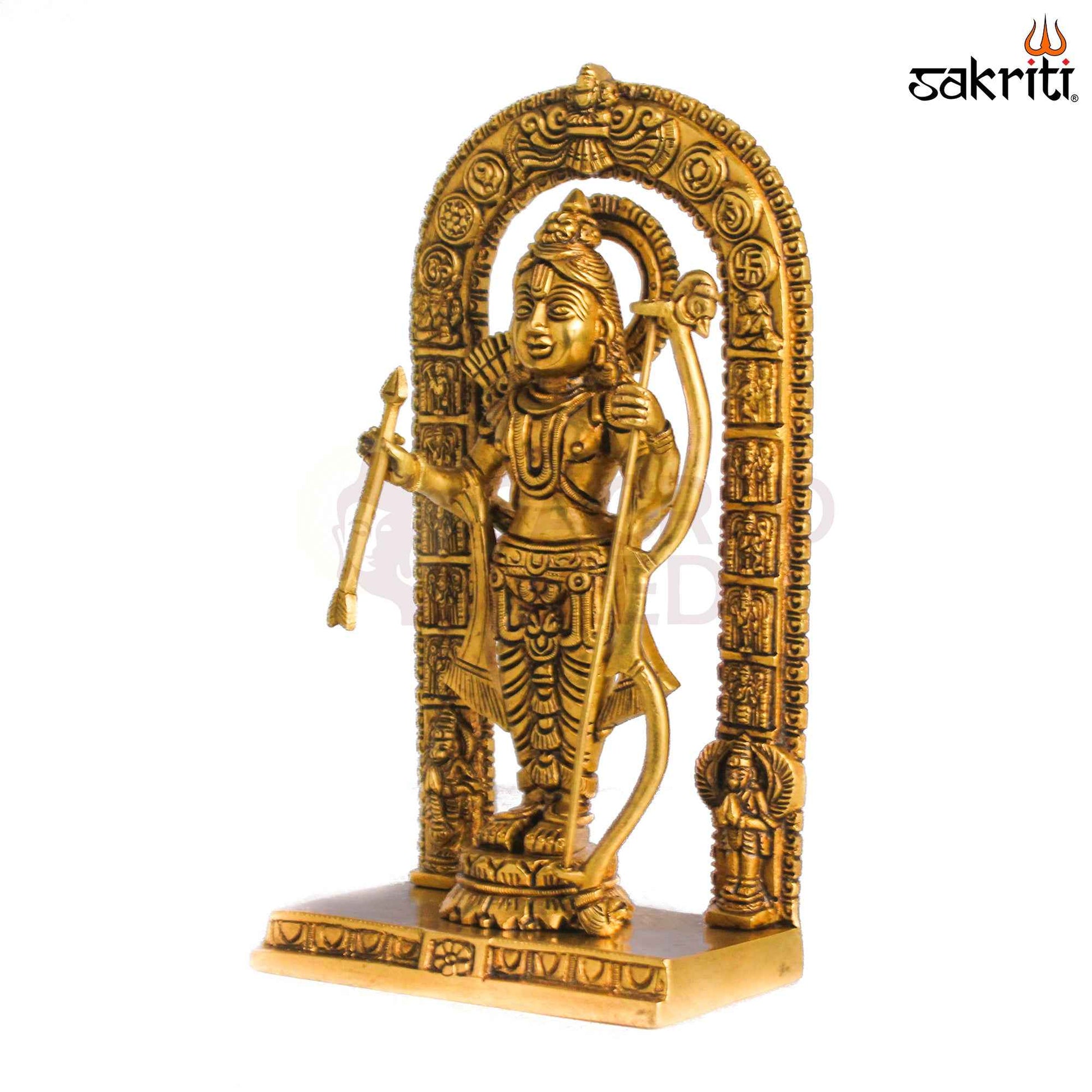 Sacred Needs Brass Ram with Arch Idol – 10 Inch (25.4 cm) Height | Lord Rama Statue for Pooja Room, Temple & Spiritual Home Décor