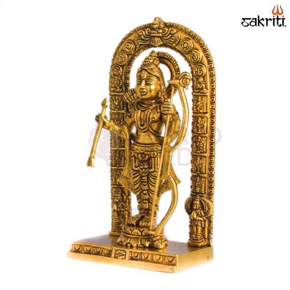 Sacred Needs Brass Ram with Arch Idol – 10 Inch (25.4 cm) Height | Lord Rama Statue for Pooja Room, Temple & Spiritual Home Décor