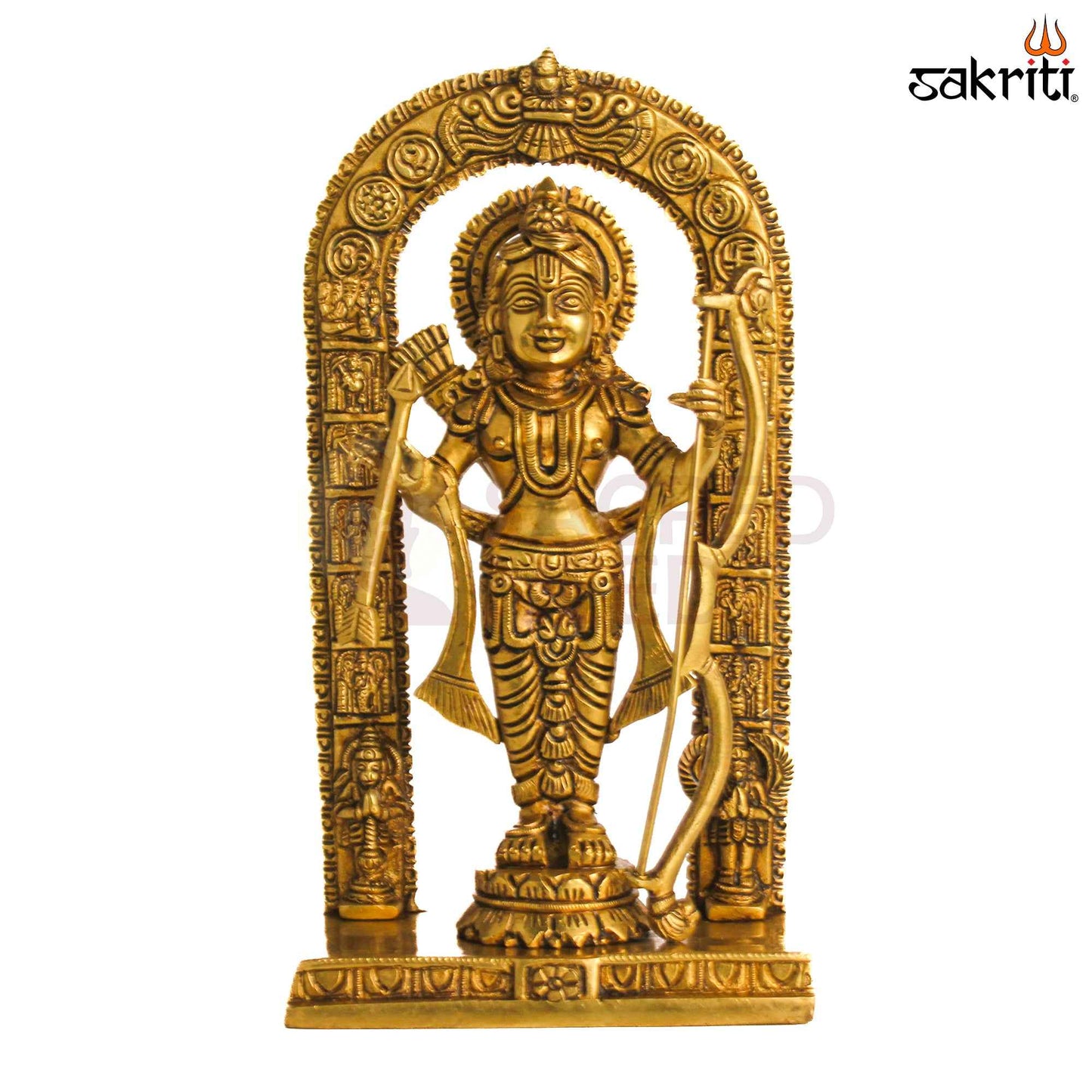 Sacred Needs Brass Ram with Arch Idol – 10 Inch (25.4 cm) Height | Lord Rama Statue for Pooja Room, Temple & Spiritual Home Décor