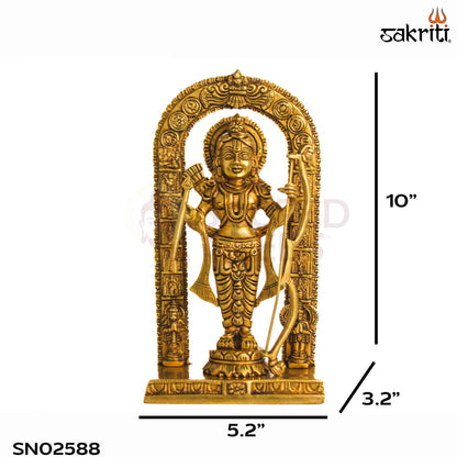 Sacred Needs Brass Ram with Arch Idol – 10 Inch (25.4 cm) Height | Lord Rama Statue for Pooja Room, Temple & Spiritual Home Décor