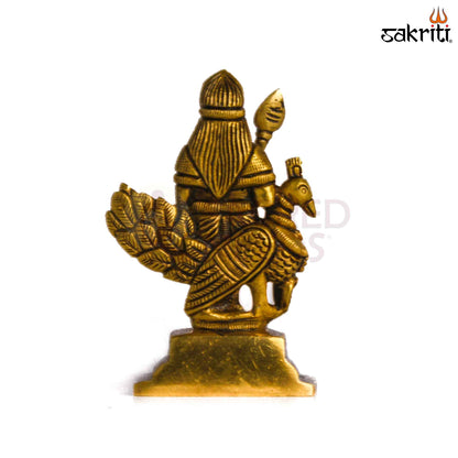 Sacred Needs Brass Murugan Idol – 3.4 Inch (8.6 cm) Height | Lord Murugan Statue for Pooja Room, Temple & Spiritual Décor