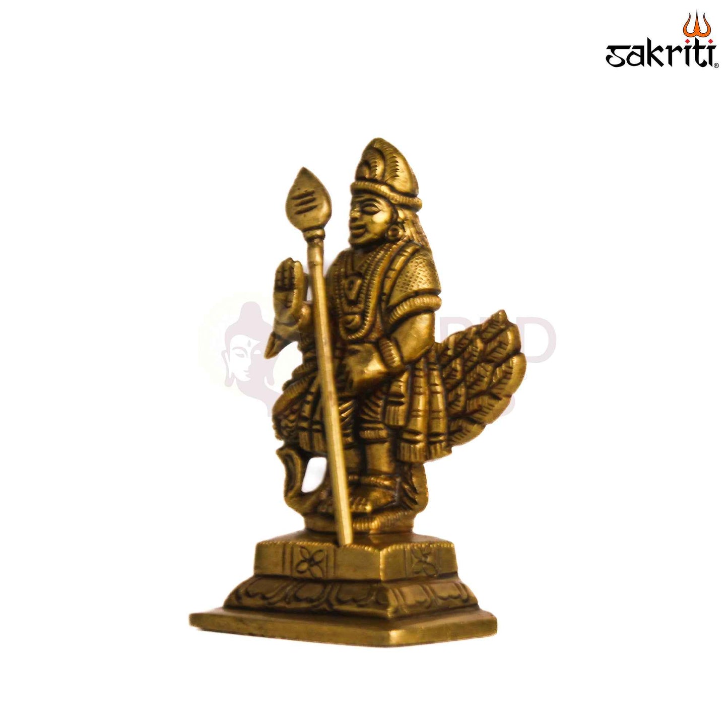 Sacred Needs Brass Murugan Idol – 3.4 Inch (8.6 cm) Height | Lord Murugan Statue for Pooja Room, Temple & Spiritual Décor