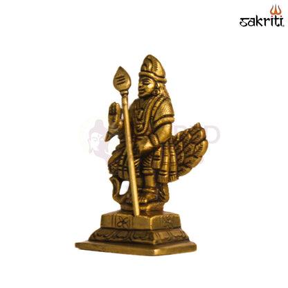 Sacred Needs Brass Murugan Idol – 3.4 Inch (8.6 cm) Height | Lord Murugan Statue for Pooja Room, Temple & Spiritual Décor