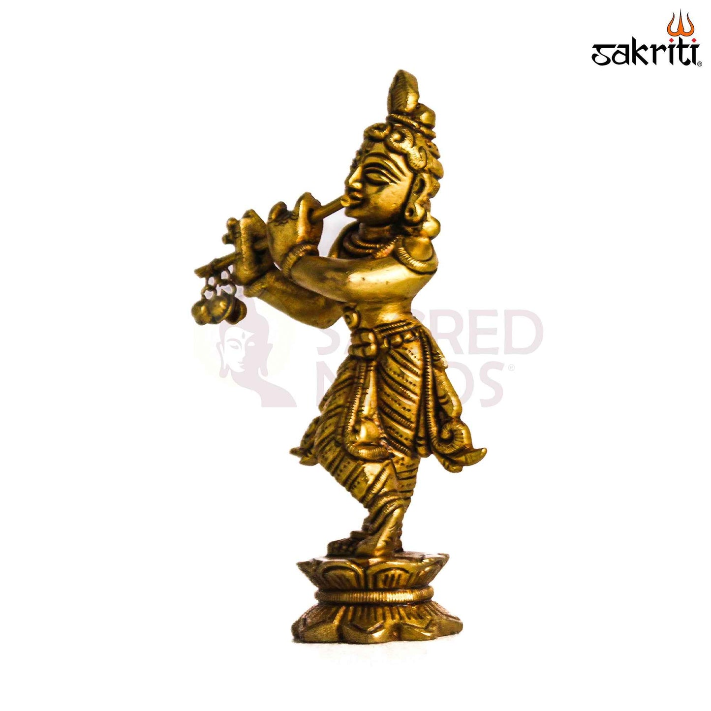 Sacred Needs Brass Radha Krishna Idol Set – 5 Inch (12.7 cm) Height | Divine Couple Statue for Pooja Room & Home Décor