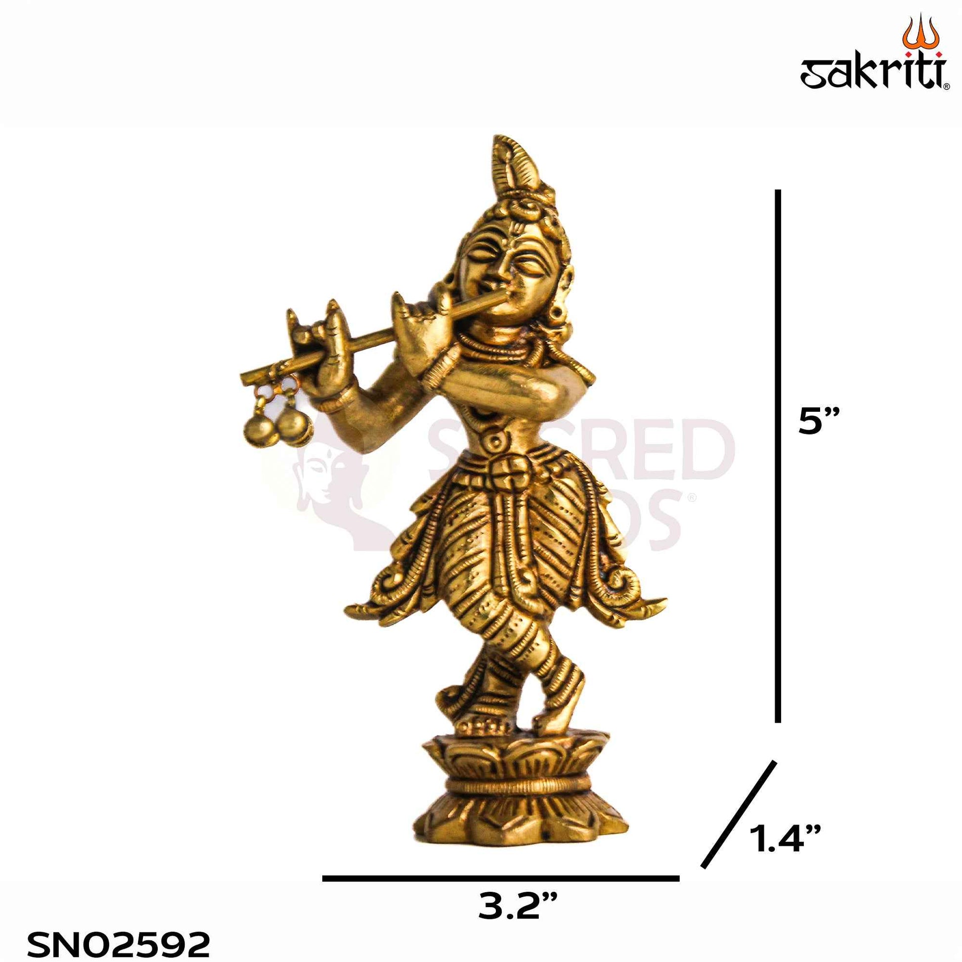 Sacred Needs Brass Radha Krishna Idol Set – 5 Inch (12.7 cm) Height | Divine Couple Statue for Pooja Room & Home Décor