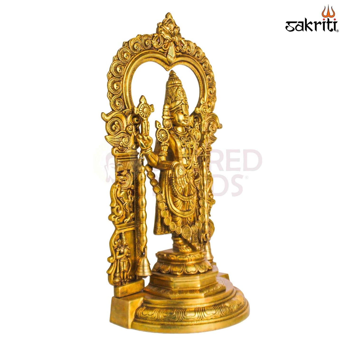Sacred Needs Brass Balaji with Frame Idol – 22.3 Inch (56.6 cm) Height | Lord Venkateswara Statue for Temple, Pooja Room & Home Décor
