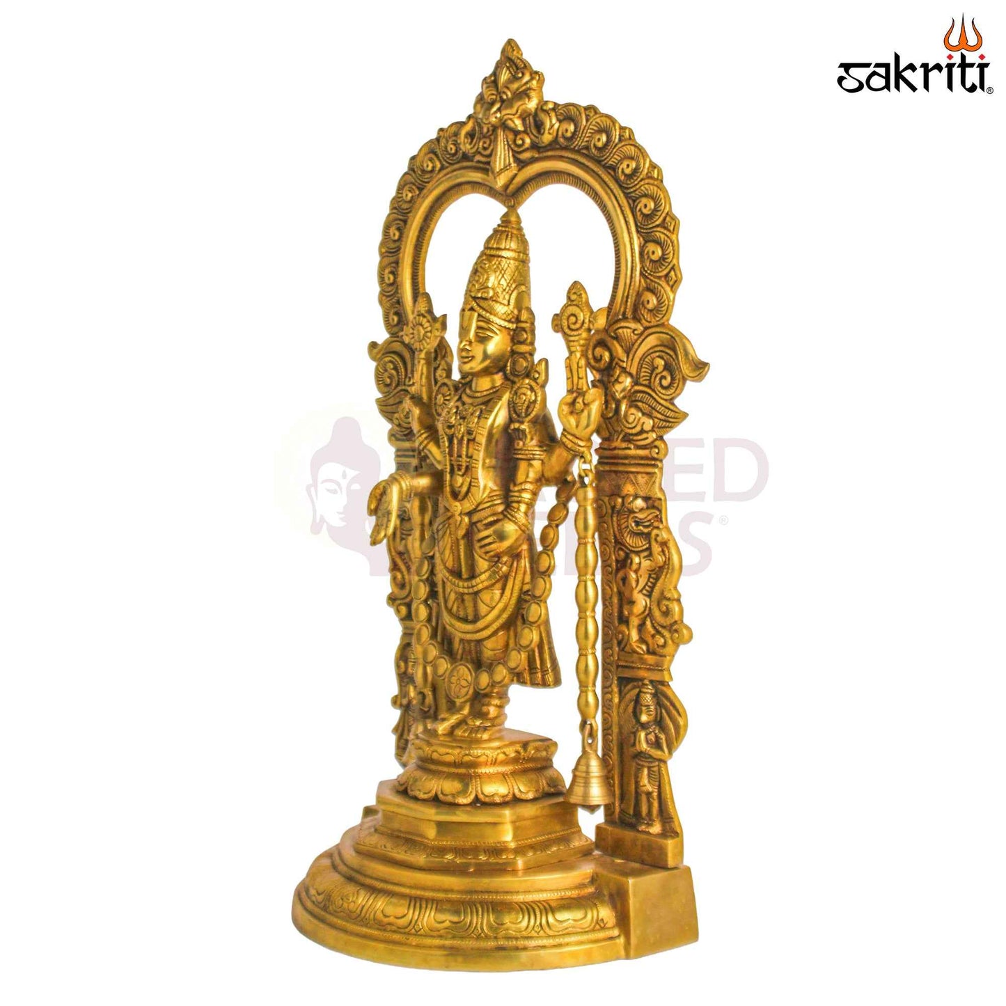 Sacred Needs Brass Balaji with Frame Idol – 22.3 Inch (56.6 cm) Height | Lord Venkateswara Statue for Temple, Pooja Room & Home Décor