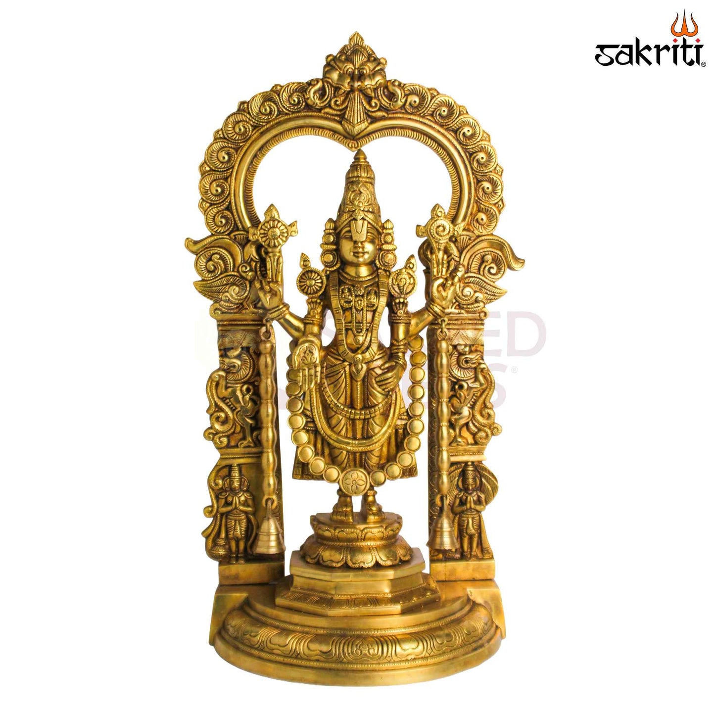 Sacred Needs Brass Balaji with Frame Idol – 22.3 Inch (56.6 cm) Height | Lord Venkateswara Statue for Temple, Pooja Room & Home Décor