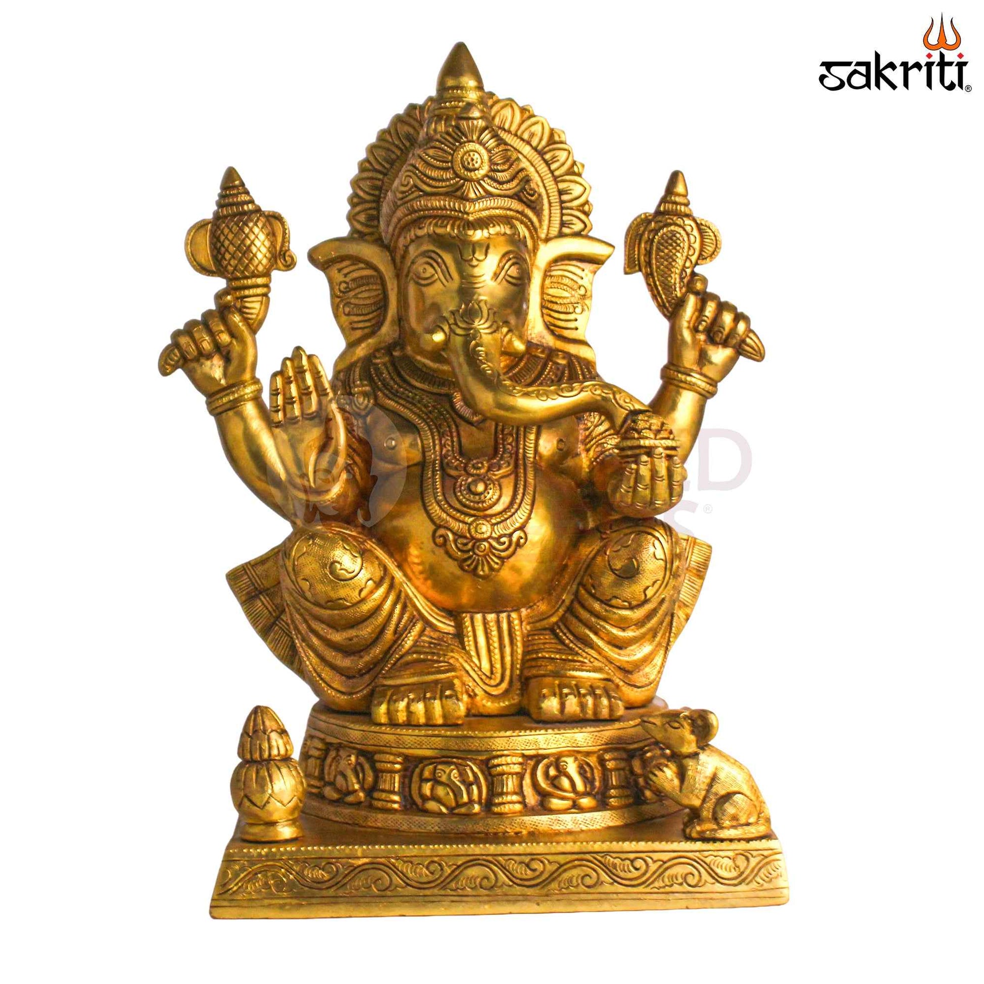 Sacred Needs Brass Ashta Vinayagar Ganesha Idol – 15.5 Inch (39.4 cm) Height | Eight Form Ganesha Statue for Pooja Room & Temple Décor