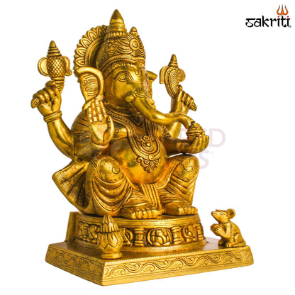 Sacred Needs Brass Ashta Vinayagar Ganesha Idol – 15.5 Inch (39.4 cm) Height | Eight Form Ganesha Statue for Pooja Room & Temple Décor