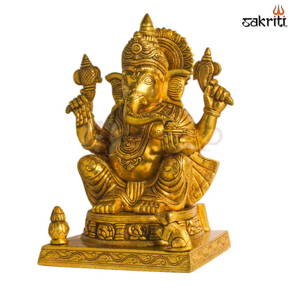 Sacred Needs Brass Ashta Vinayagar Ganesha Idol – 15.5 Inch (39.4 cm) Height | Eight Form Ganesha Statue for Pooja Room & Temple Décor