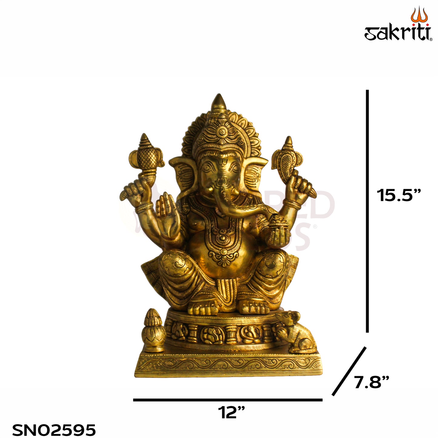 Sacred Needs Brass Ashta Vinayagar Ganesha Idol – 15.5 Inch (39.4 cm) Height | Eight Form Ganesha Statue for Pooja Room & Temple Décor