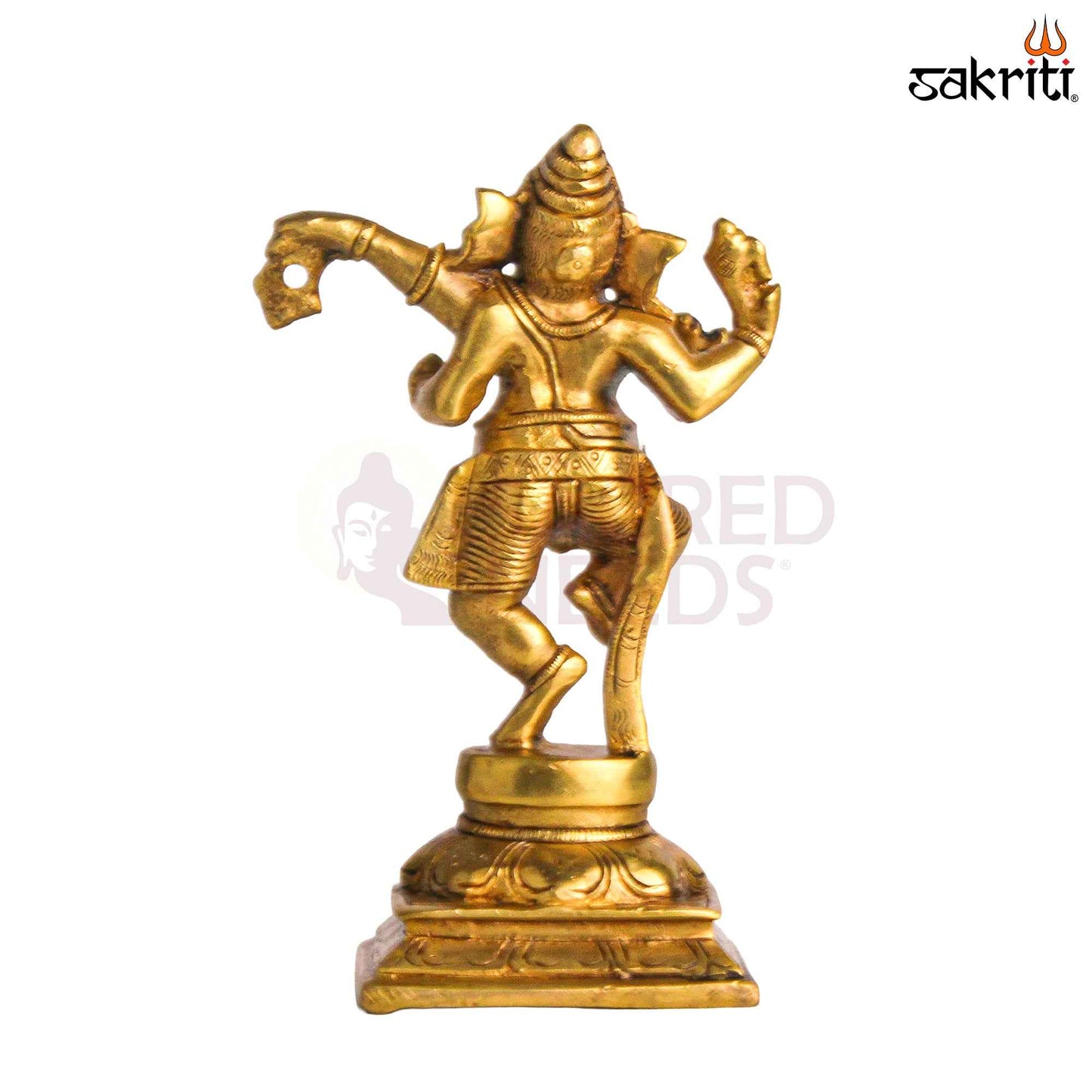 Sacred Needs Brass Dancing Ganesha Idol – 6.3 Inch (16 cm) Height | Nataraja Style Ganesha Statue for Pooja & Home Décor
