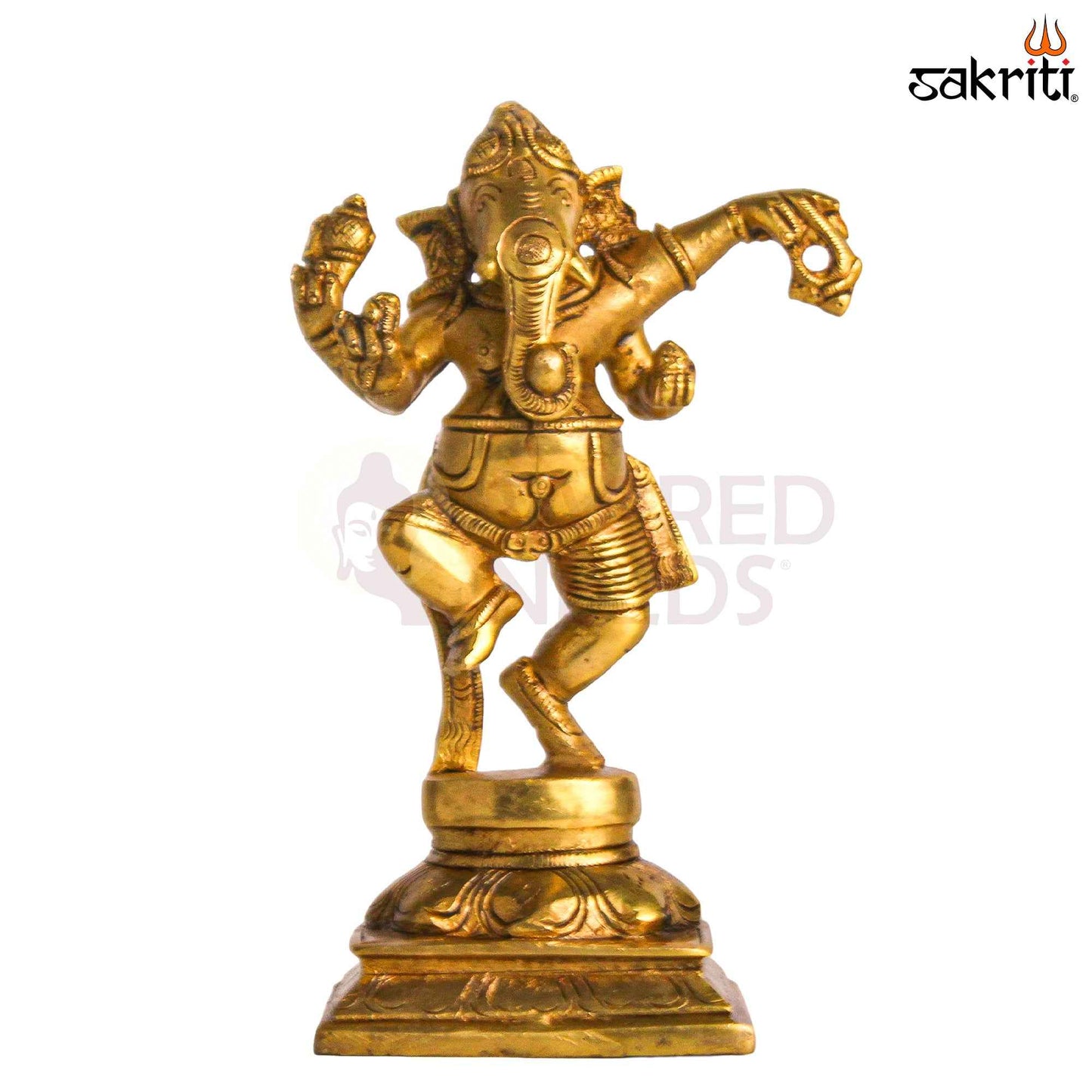 Sacred Needs Brass Dancing Ganesha Idol – 6.3 Inch (16 cm) Height | Nataraja Style Ganesha Statue for Pooja & Home Décor
