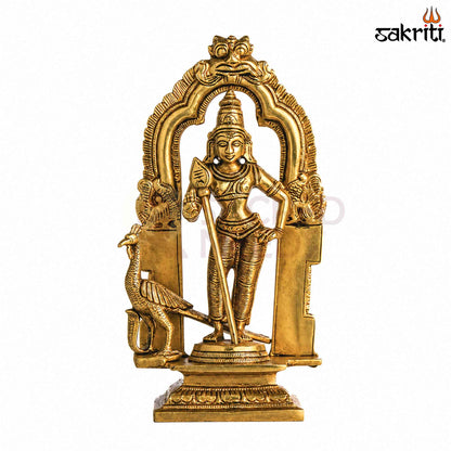 Sacred Needs Brass Murugan Idol – 7.2 Inch (18.3 cm) Height | Lord Murugan Statue for Pooja Room, Temple & Home Décor