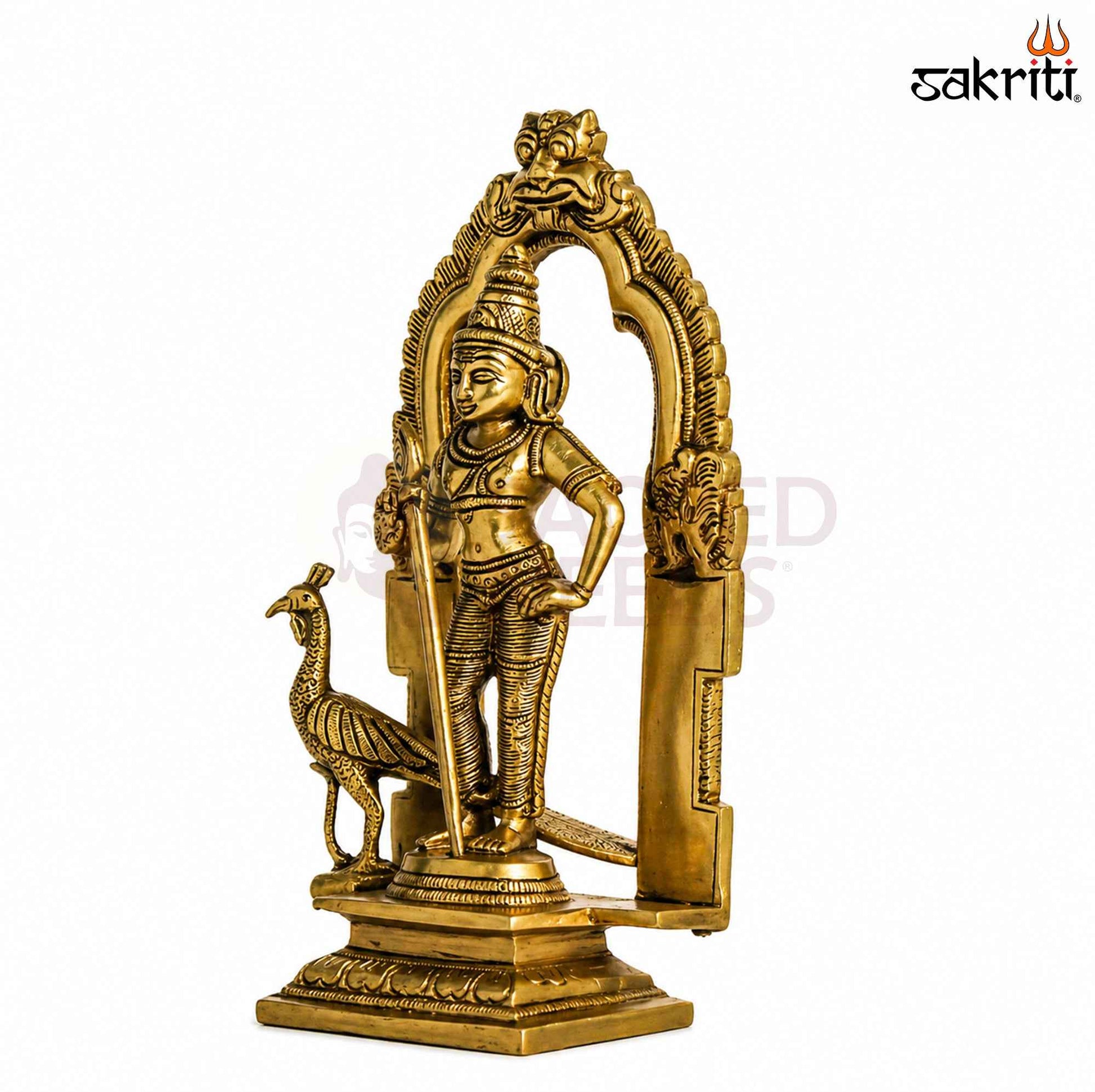 Sacred Needs Brass Murugan Idol – 7.2 Inch (18.3 cm) Height | Lord Murugan Statue for Pooja Room, Temple & Home Décor