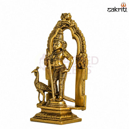 Sacred Needs Brass Murugan Idol – 7.2 Inch (18.3 cm) Height | Lord Murugan Statue for Pooja Room, Temple & Home Décor