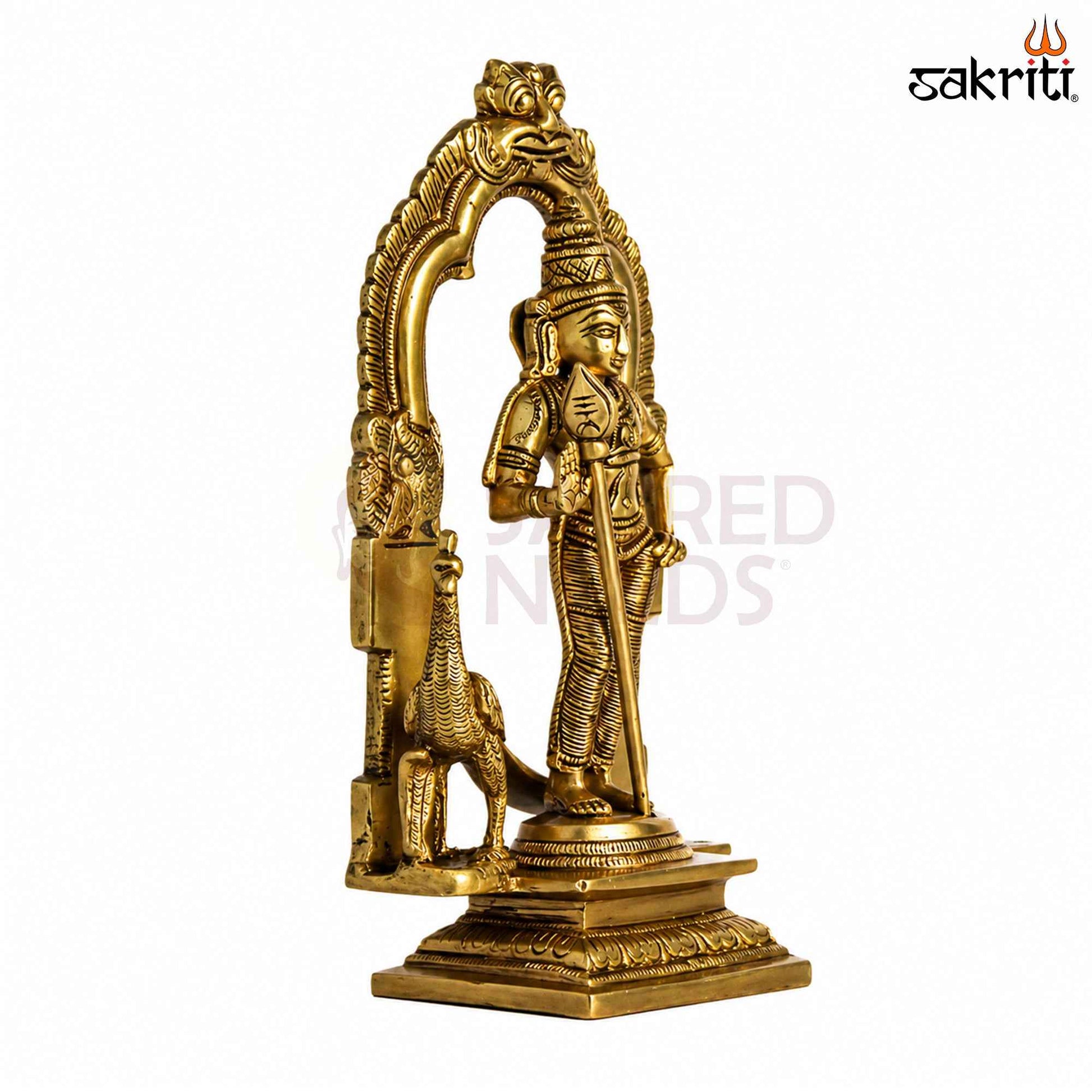 Sacred Needs Brass Murugan Idol – 7.2 Inch (18.3 cm) Height | Lord Murugan Statue for Pooja Room, Temple & Home Décor