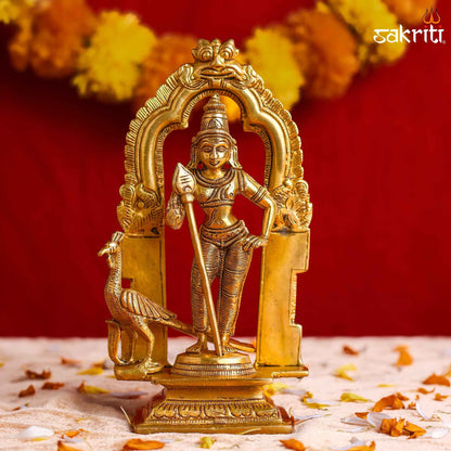Sacred Needs Brass Murugan Idol – 7.2 Inch (18.3 cm) Height | Lord Murugan Statue for Pooja Room, Temple & Home Décor