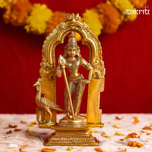 Sacred Needs Brass Murugan Idol – 7.2 Inch (18.3 cm) Height | Lord Murugan Statue for Pooja Room, Temple & Home Décor