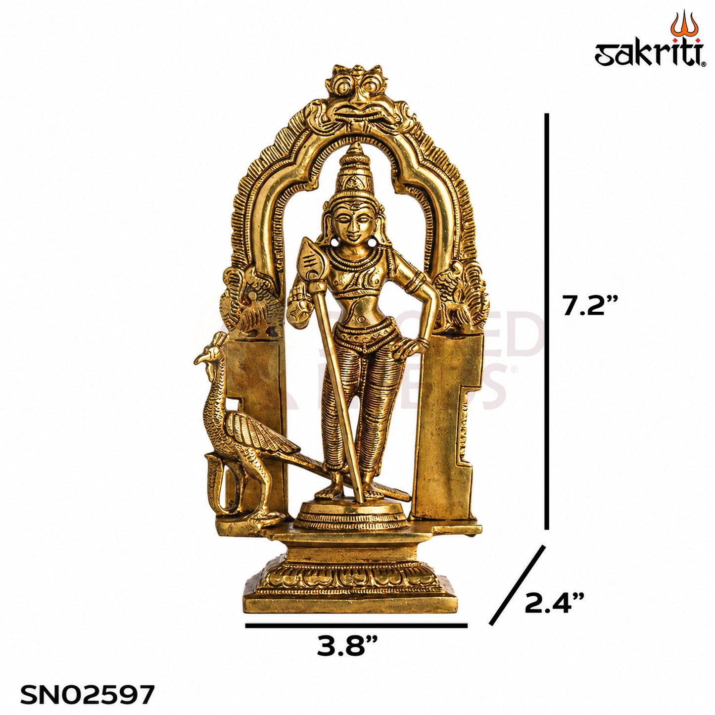 Sacred Needs Brass Murugan Idol – 7.2 Inch (18.3 cm) Height | Lord Murugan Statue for Pooja Room, Temple & Home Décor