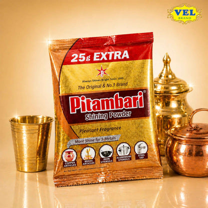 Sacred Needs Pithambari Shining Powder – Multipurpose Metal Polish Powder for Brass, Copper & Silver Cleaning | Removes Tarnish & Restores Shine