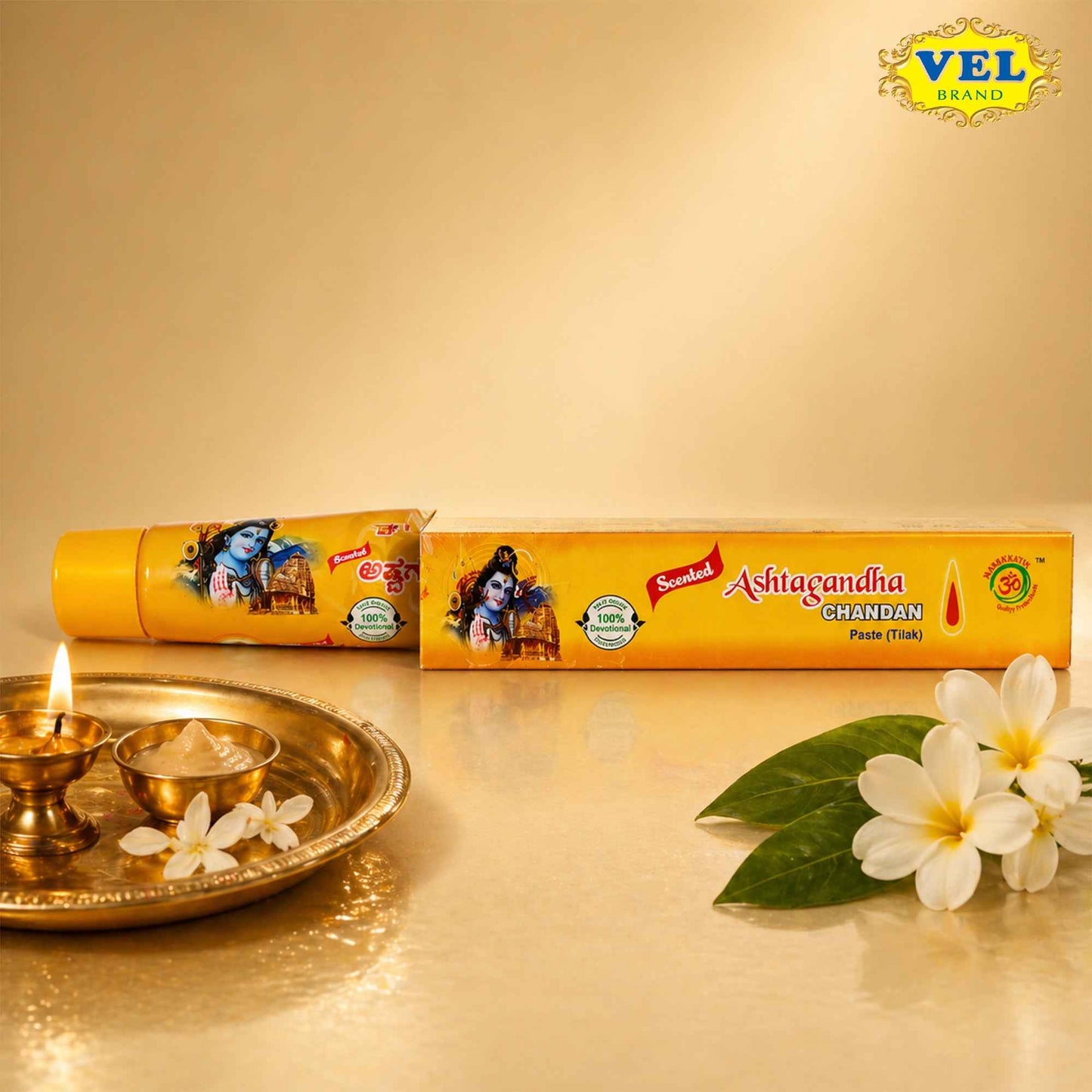 Vel’s Chandan Paste 40g for Pooja & Skin Use | Pure Sandalwood Paste for Temple Rituals, Tilak & Spiritual Applications