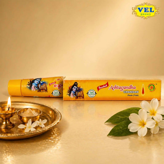 Vel’s Chandan Paste 40g for Pooja & Skin Use | Pure Sandalwood Paste for Temple Rituals, Tilak & Spiritual Applications