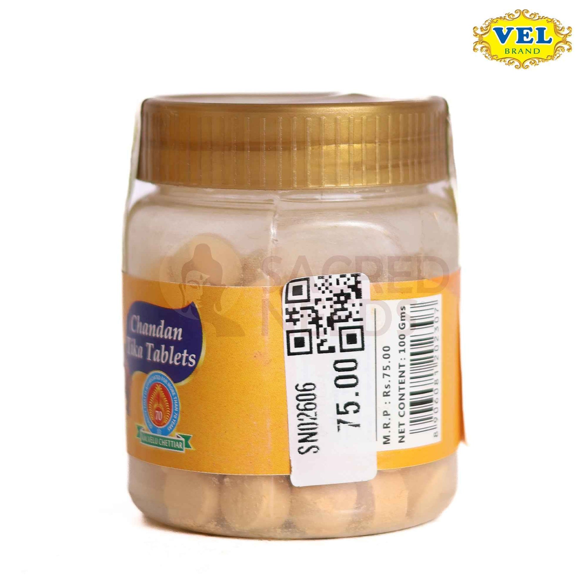 Vel’s Chandan Tablet 100g for Pooja | Pure Sandalwood Tablet for Tilak, Rituals & Spiritual Use