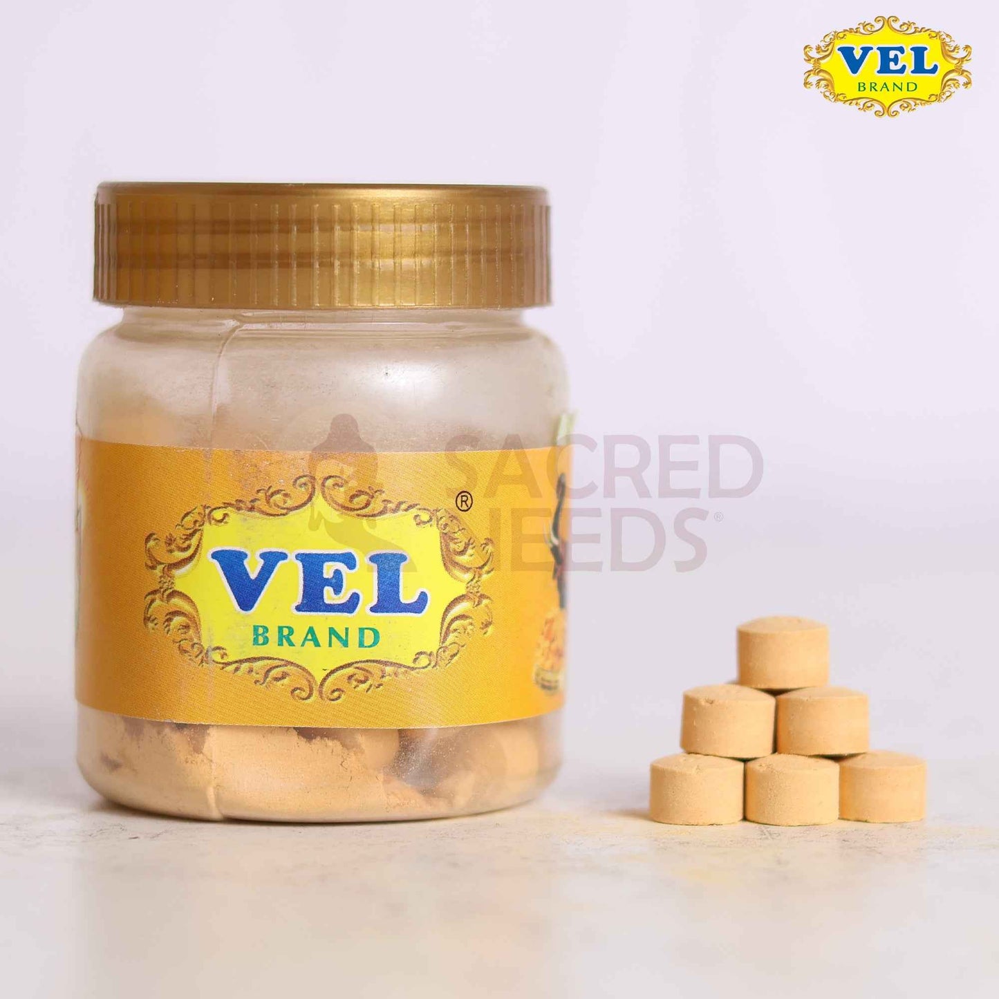 Vel’s Chandan Tablet 100g for Pooja | Pure Sandalwood Tablet for Tilak, Rituals & Spiritual Use