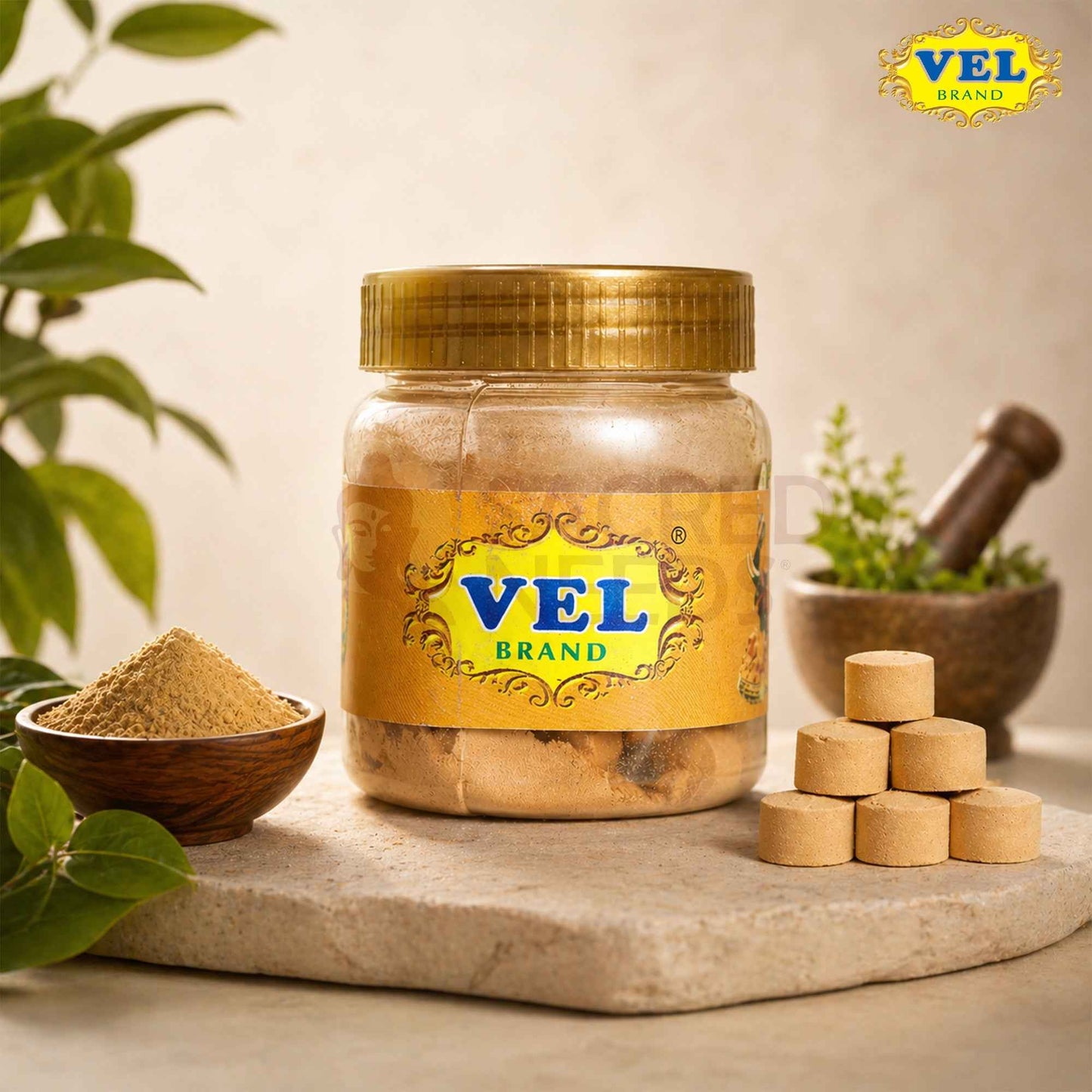 Vel’s Chandan Tablet 100g for Pooja | Pure Sandalwood Tablet for Tilak, Rituals & Spiritual Use
