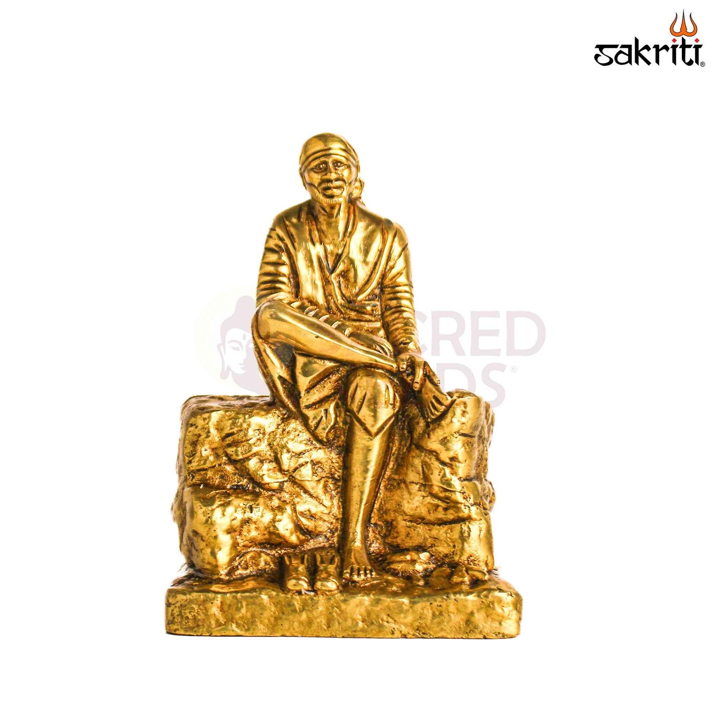Sacred Needs Brass Sai Baba Idol – 5.7 Inch (14.5 cm) Height | Shirdi Sai Baba Statue for Pooja Room & Home Temple