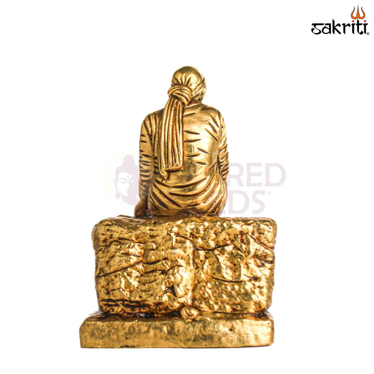 Sacred Needs Brass Sai Baba Idol – 5.7 Inch (14.5 cm) Height | Shirdi Sai Baba Statue for Pooja Room & Home Temple