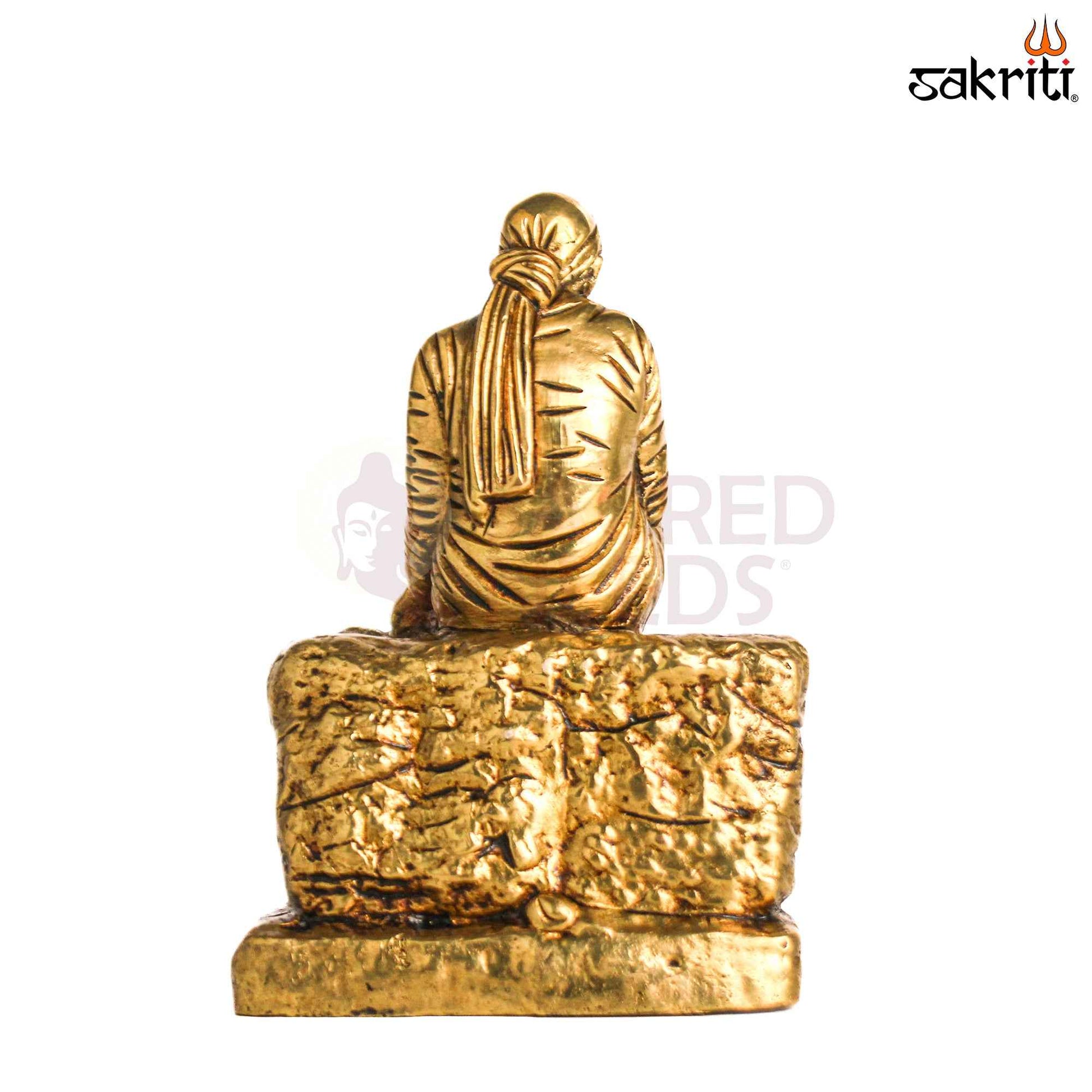 Sacred Needs Brass Sai Baba Idol – 5.7 Inch (14.5 cm) Height | Shirdi Sai Baba Statue for Pooja Room & Home Temple