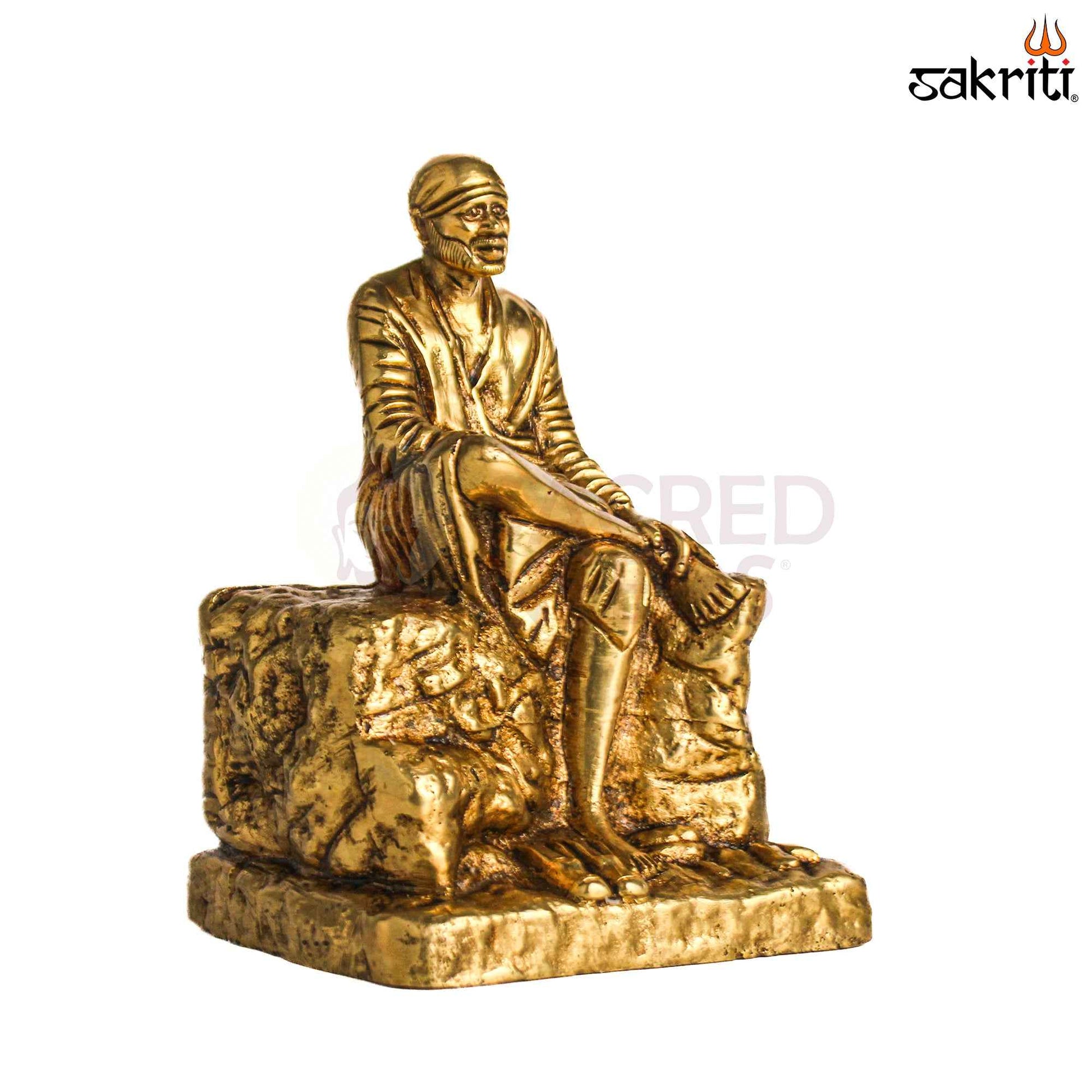Sacred Needs Brass Sai Baba Idol – 5.7 Inch (14.5 cm) Height | Shirdi Sai Baba Statue for Pooja Room & Home Temple
